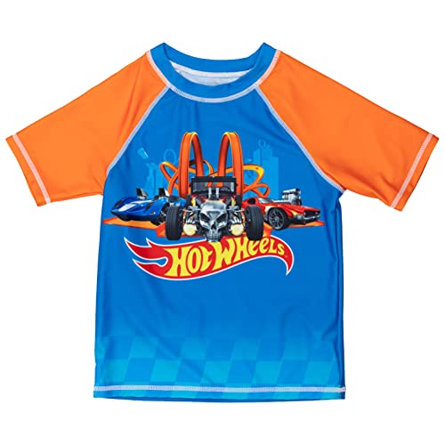 Hot Wheels UPF 50+ Pullover Rash Guard en Zwembroek Outfit Set Peuter tot Big Kid, Blauw, 10-12 - Image 3