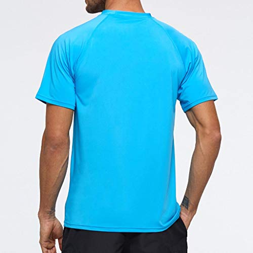 Arcweg Rashguard Herenshirt met korte mouwen, uv-bescherming, elastisch, sneldrogend, UPF 50, functioneel shirt, fitnessshirt, Rash vest voor surfen, hardlopen, vissen, wandelen, M-3XL, hemelsblauw, M - Image 3
