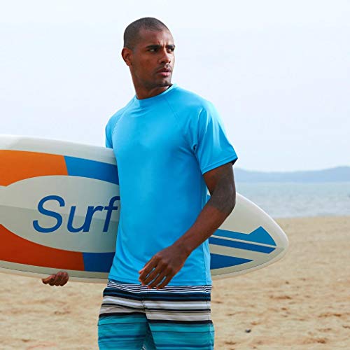 Arcweg Rashguard Herenshirt met korte mouwen, uv-bescherming, elastisch, sneldrogend, UPF 50, functioneel shirt, fitnessshirt, Rash vest voor surfen, hardlopen, vissen, wandelen, M-3XL, hemelsblauw, M - Image 6