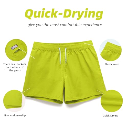 MEILONGER Meisjes Jongens Shorts Zwemkleding Strandboard Shorts Kinderen Lichtgewicht Casual Shorts Zwemkleding Zwemkleding Zonder Voering, Geel Groen, 8 Jaren - Image 3