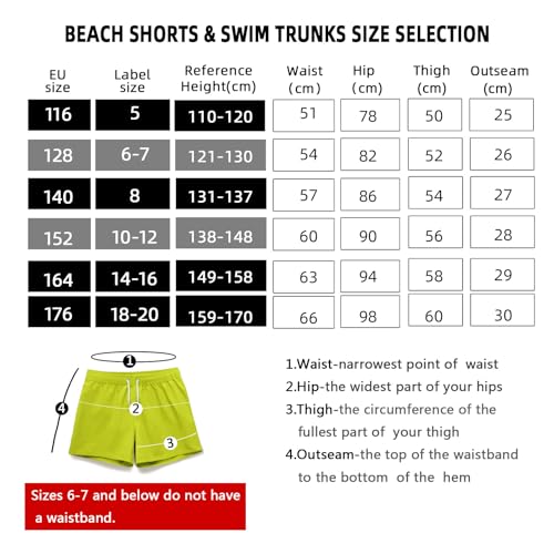MEILONGER Meisjes Jongens Shorts Zwemkleding Strandboard Shorts Kinderen Lichtgewicht Casual Shorts Zwemkleding Zwemkleding Zonder Voering, Geel Groen, 8 Jaren - Image 6