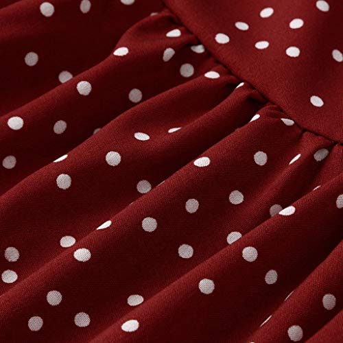 Damesjurken, elegante stippen, polka, lange mouwen, V-hals, herfst, winter, vrijetijdsjurk, grote maten, ruches, zoom, jurk, Boheemse jurk, strandjurk, boho-jurk, feestjurk, meisjes, avondjurk, wijn, 3XL - Image 7