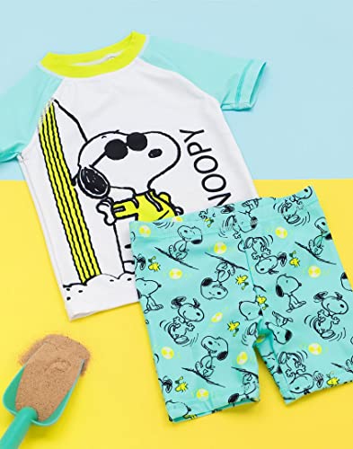 Snoopy Badpak Voor Jongens | Kinderen 2-delige T-Shirt Shorts Animated Beagle Woodstock Dog Blue All In One Zwemkleding | Peanuts Merchandise - Image 7