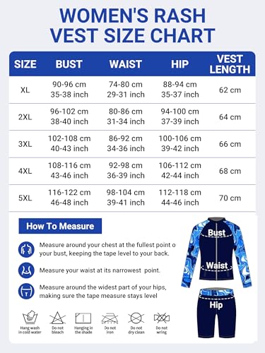 Owntop Rash Guard voor dames, 2-delig, UPF 50+ badshirt, lange mouwen, ritssluiting, rashguard shirts en boyshorts met hoge taille, sneldrogend, badkleding, zwemkleding, zwemmen, surfen, blauw, XL - Image 3