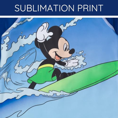 Disney Junior Surfboard UPF 50+ Rash Guard en zwembroek outfit set baby tot grote kinderen maten (12 maanden - 14-16), Blauw/marine, 24 Maanden - Image 4