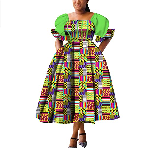 Vsadsau Zomer Dashiki Jurk Gewaad Puff Mouw Afrikaanse Slijtage Vrouwen Plus Size Traditionele Print Jurk, 1124, L - Image 5