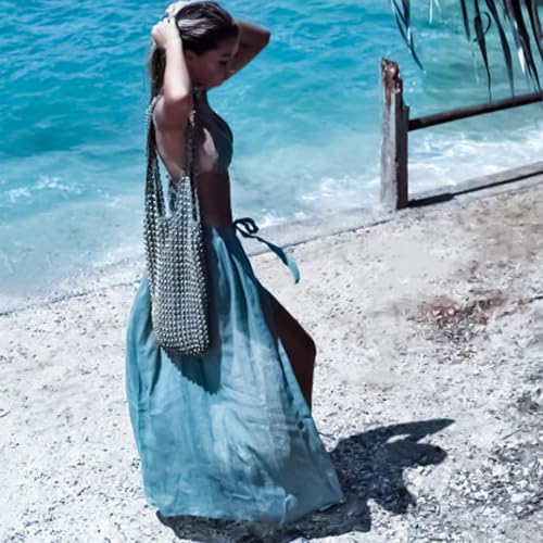 Shengxi Sarong Pareo voor dames, lange sarong bikini cover-up strandwrap om te dragen over badpakken, sarong pareo, Blauwe Meer, Eén maat - Image 3