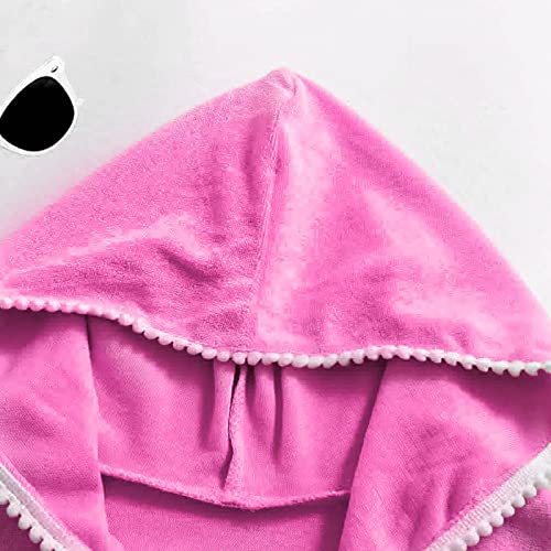 Generisch 2025 - Kleine Meisjes Zwemmen Covers Kinderbadpak Bedekking met Rits Strandbadpak met Badjas Absorberende Badstof Strandjurk Rood Meisjes, roze (hot pink), 10-11 Jaar - Image 7