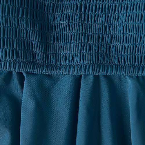 Gesmokte Blauwe Bladeren Print Bikini Sets Vrouwen Ruche Hoge Taille Twee Stukken Badpakken Meisje Badpakken (Maat: Medium) - Image 4