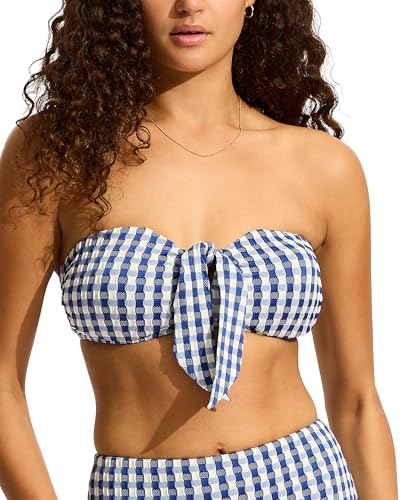 Seafolly Dames bandeau stropdas voorkant bikini top badpak gescheiden, Bella Ultramarijn, 30