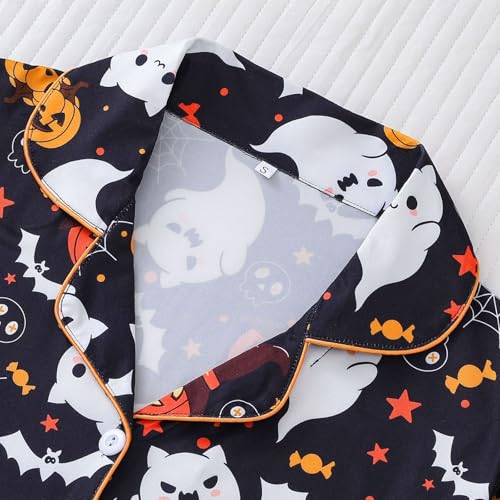 Pyjama set korte dames korte mouwen shorts voor dames met kraag, perfect voor alle seizoenen lak bandjes, zwart, XXL - Image 2